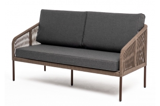 MR1002041 диван 2-местный плетеный из роупа, каркас алюминий коричневый муар, роуп коричневый
